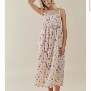 Free People Azure Pink Floral Midi Dress